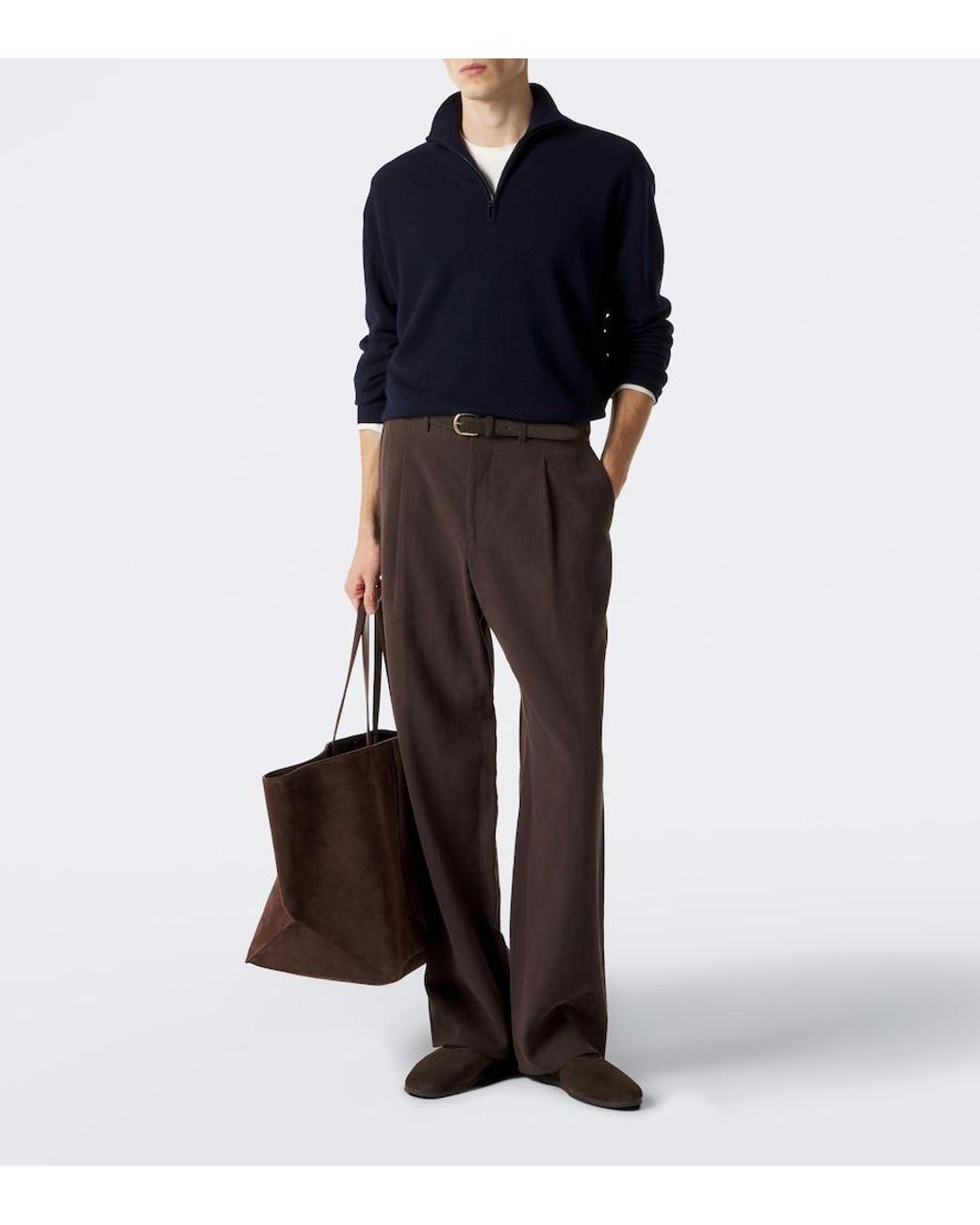 Lisa Yang Blue Augustus Cashmere Half-Zip Sweater for men