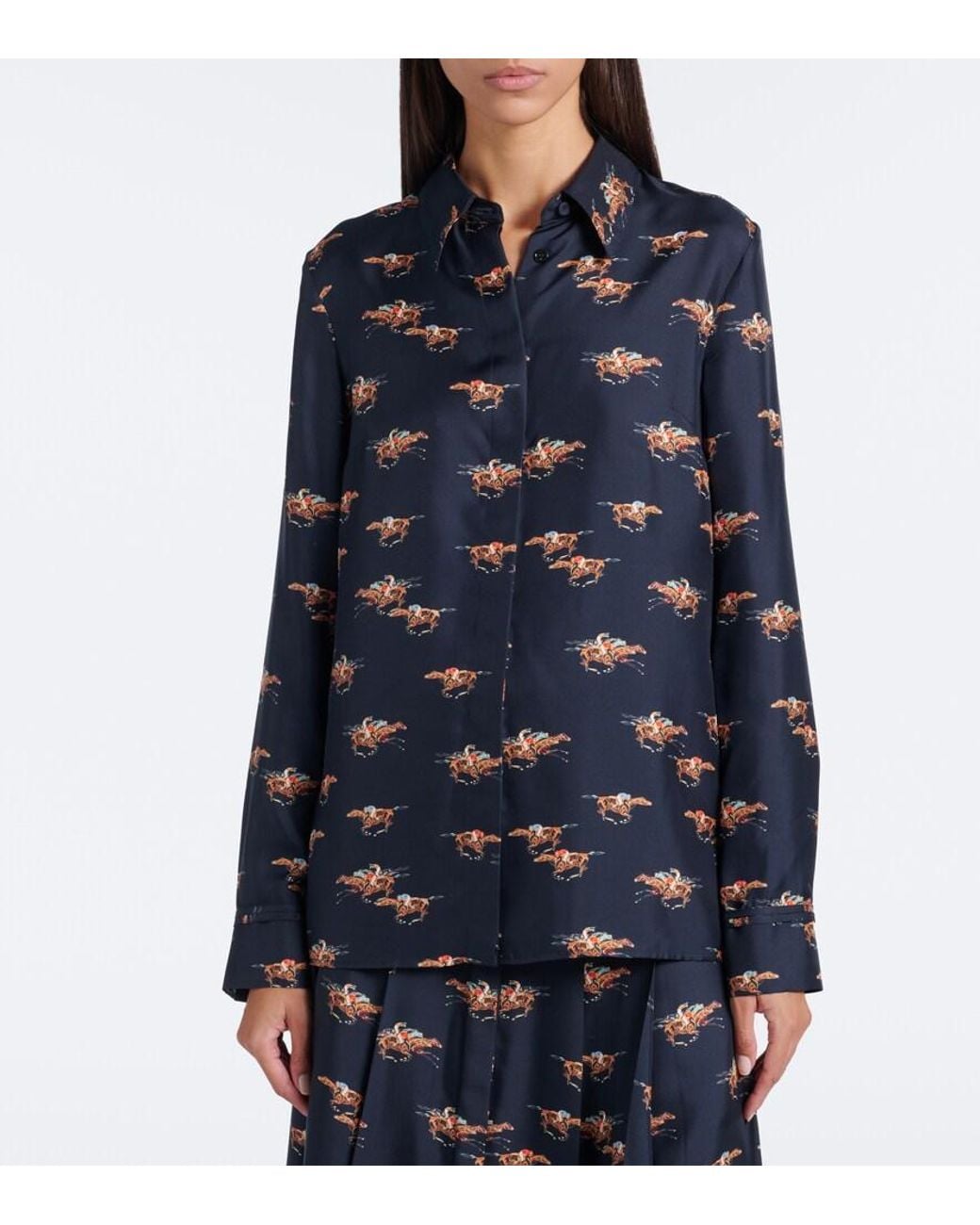 Gabriela Hearst Blue Cruz Printed Silk Twill Shirt