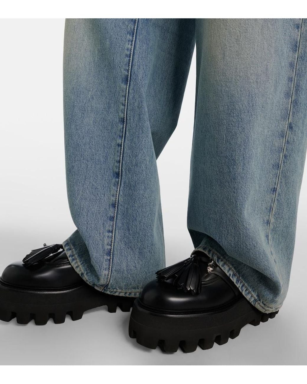 McQueen Black Sofa Leather Platform Loafers