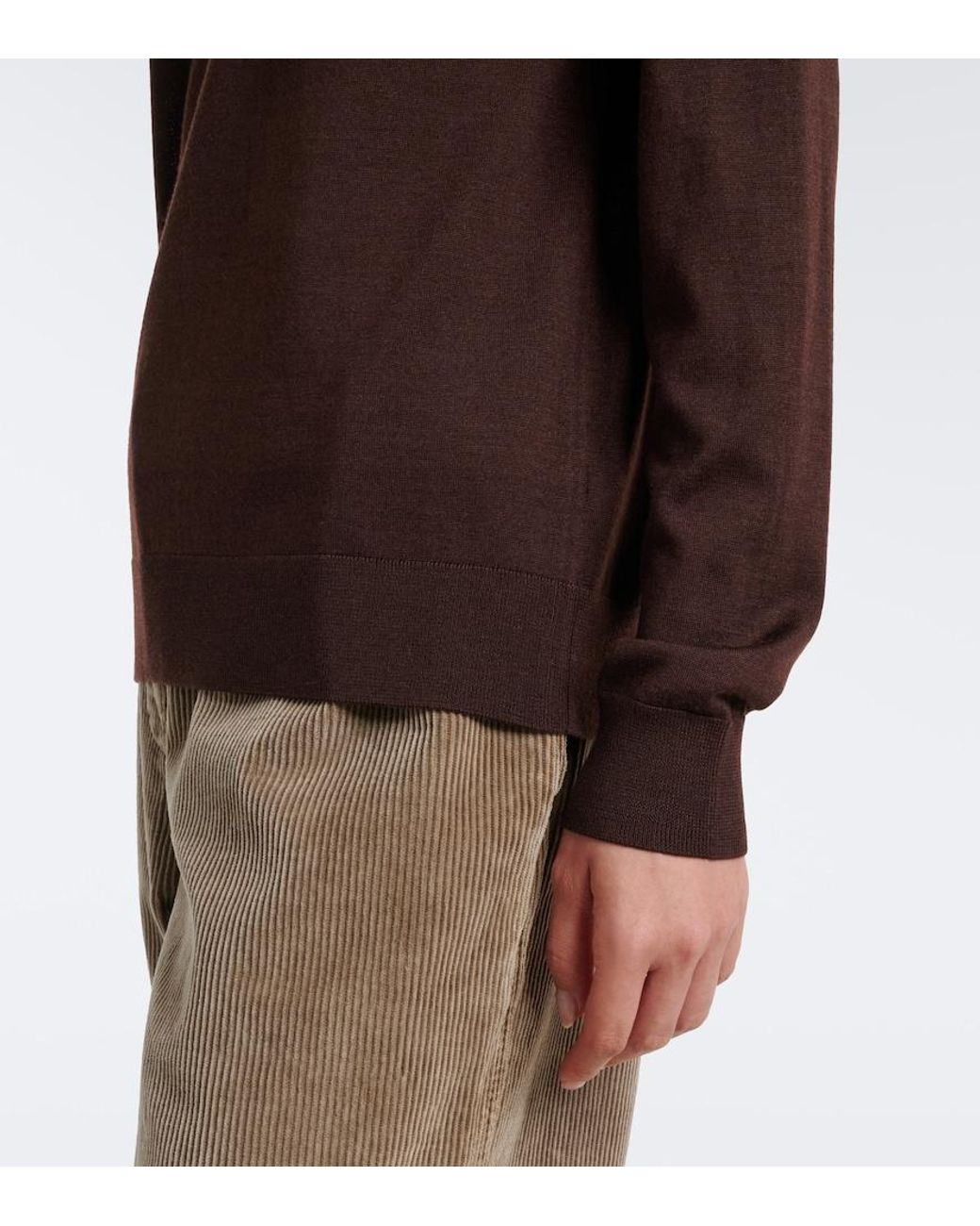 The Row Brown Pauli Wool And Silk Polo Sweater