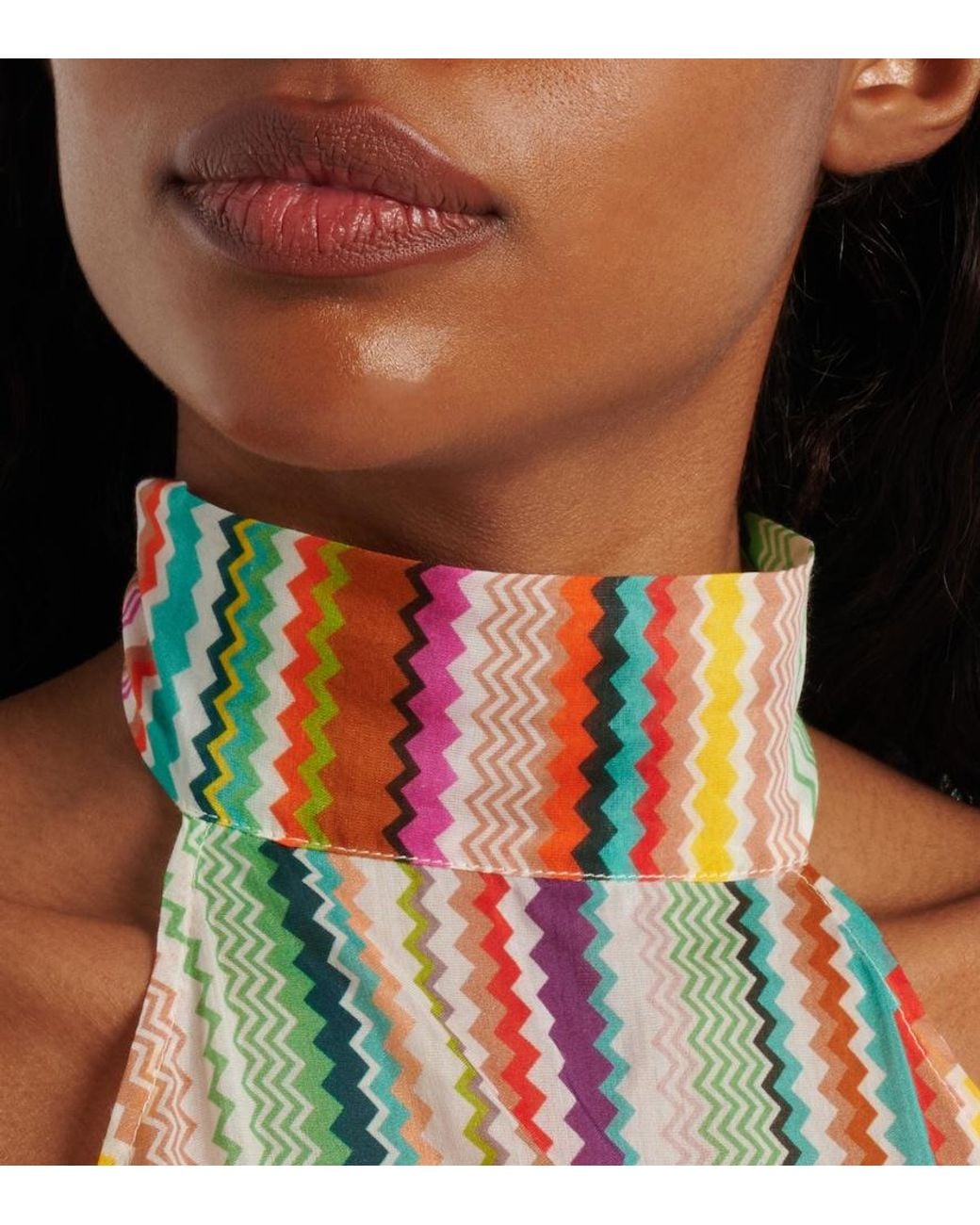Missoni Multicolor Striped Halterneck Cotton And Silk Top
