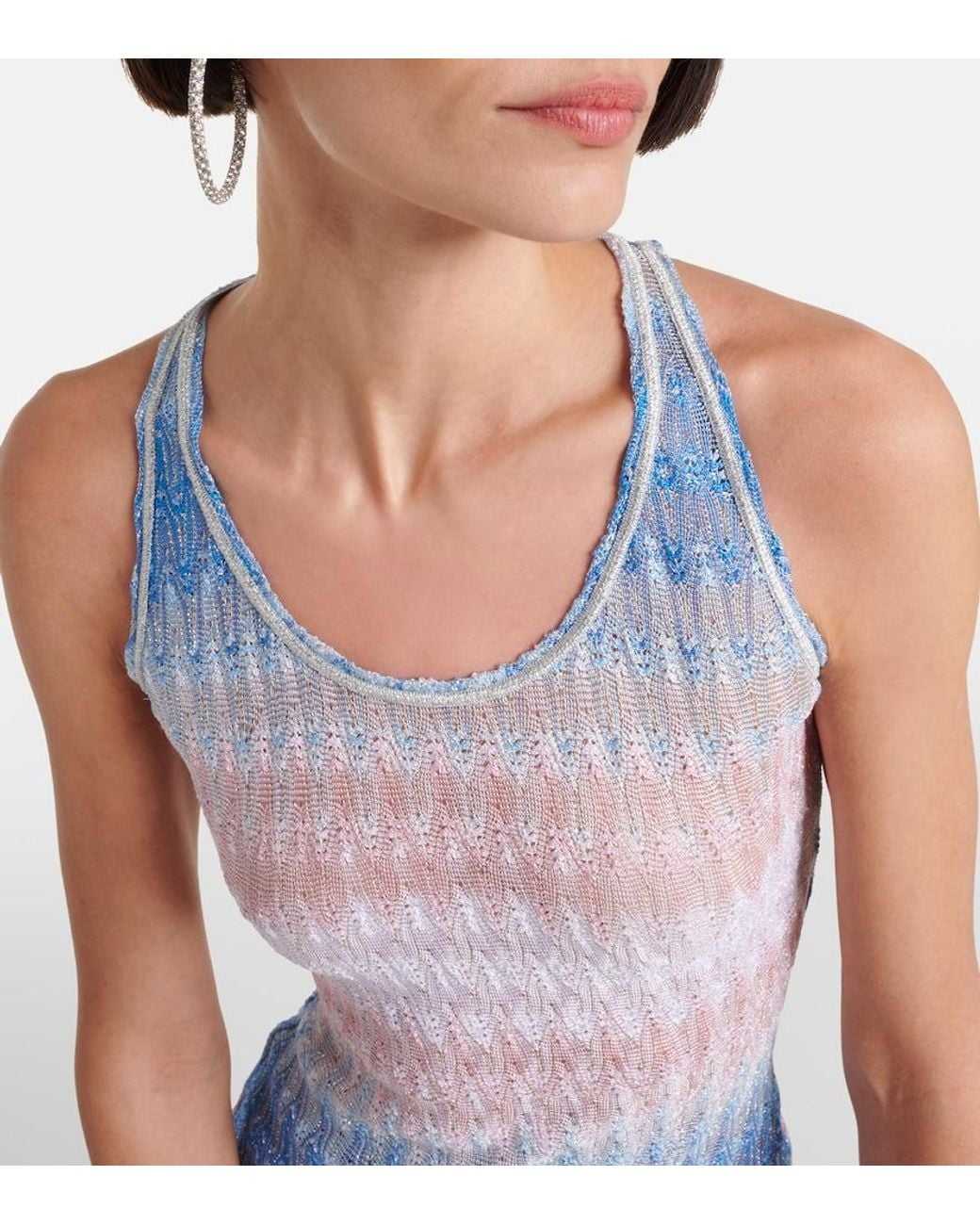 Missoni Blue Zigzag Ombre Lame Minidress
