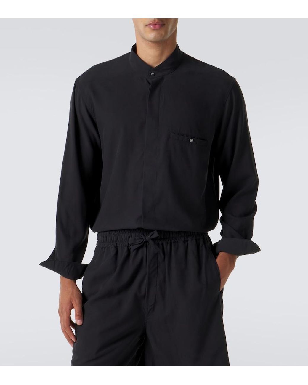 Saman Amel Black Dom Silk Shirt for men