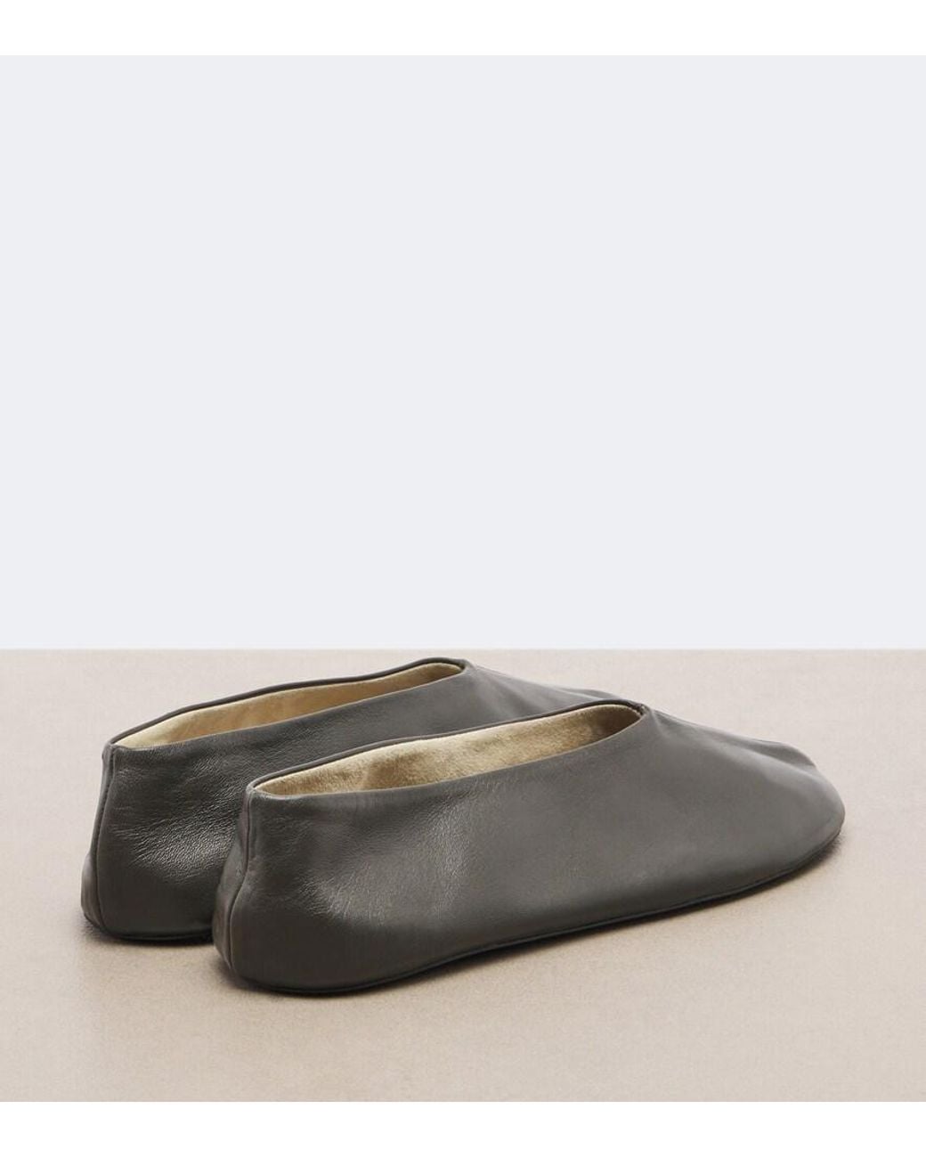 The Row Gray Stella Leather Ballet Flats