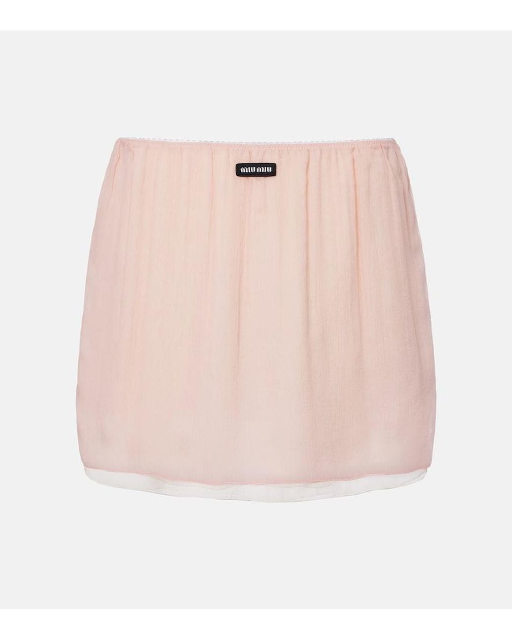 Miu Miu Pink Layered Silk Chiffon Miniskirt