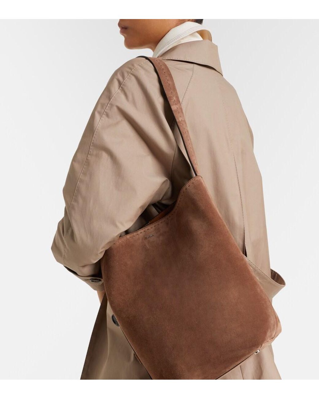 Max Mara Brown Medium Suede Bucket Bag
