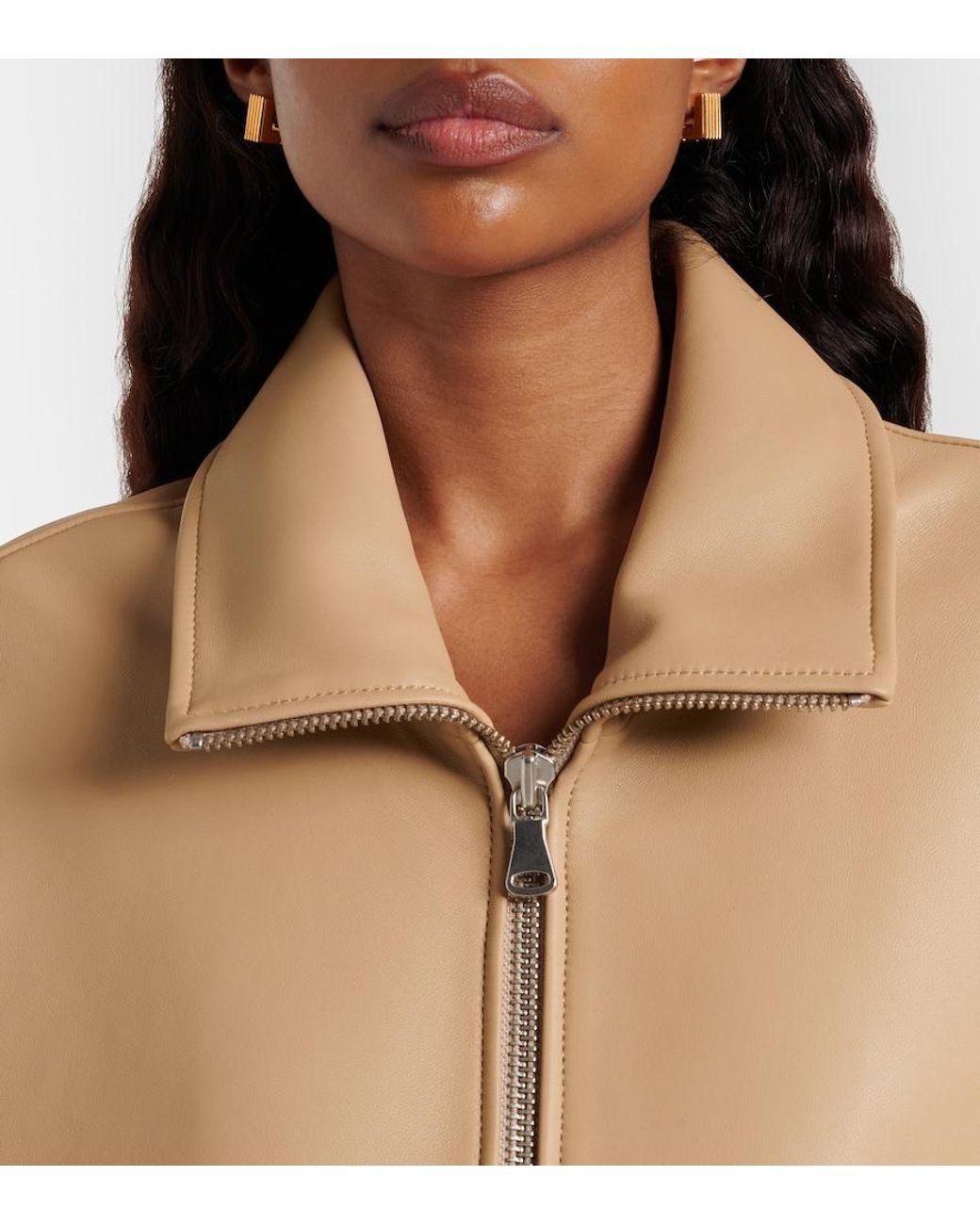 Nour Hammour Natural Beck Leather Bomber Jacket