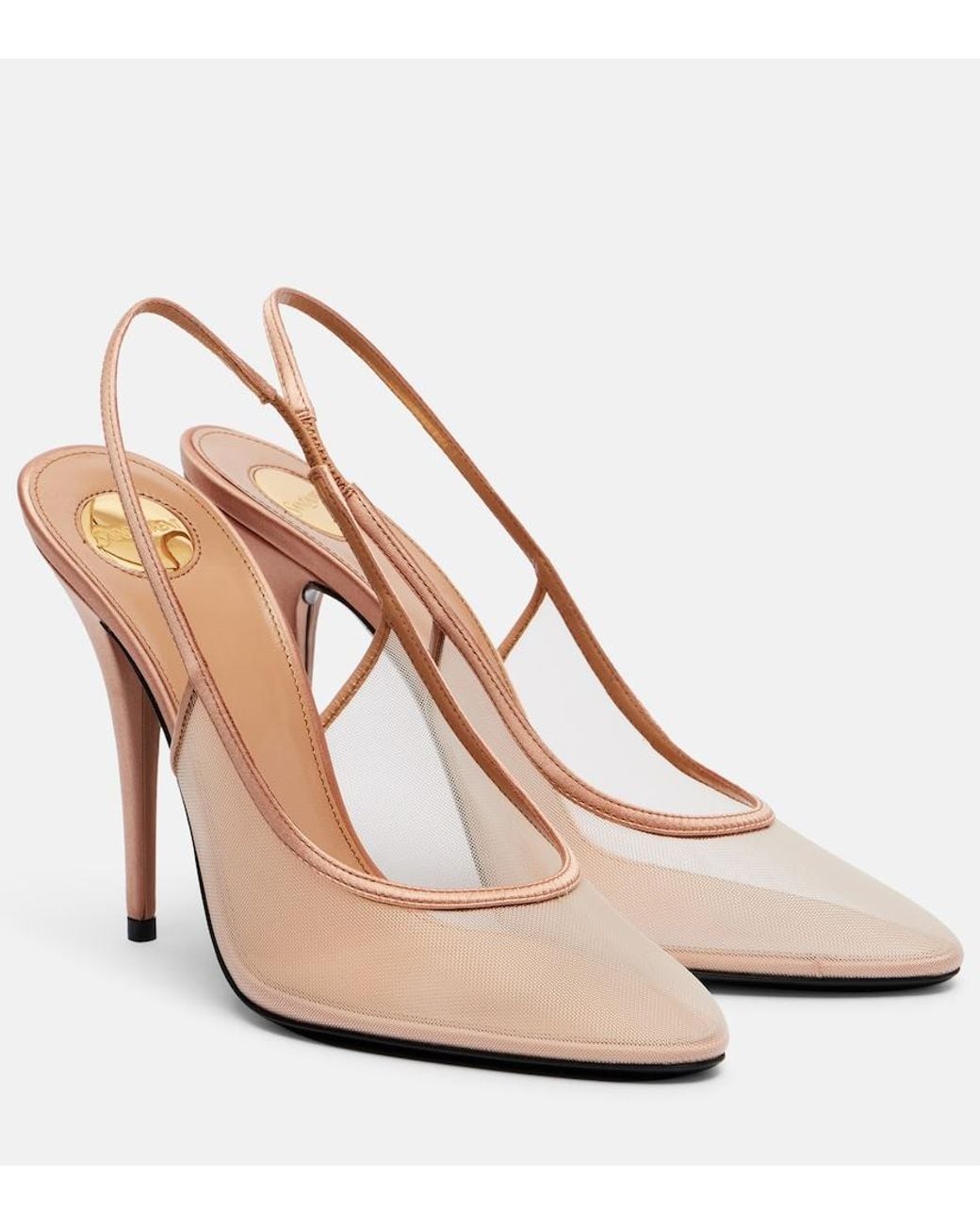 Saint Laurent White Anita 110 Mesh Slingback Pumps