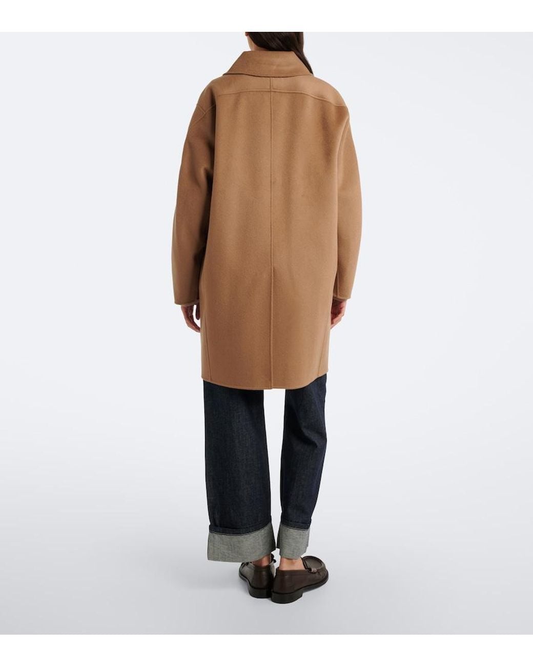 Max Mara Brown Double-Breasted Virgin Wool Coat