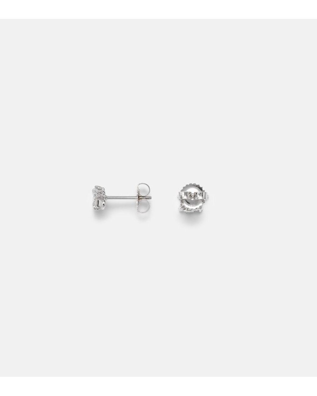 Suzanne Kalan White Classic 18Kt Stud Earrings With Diamonds