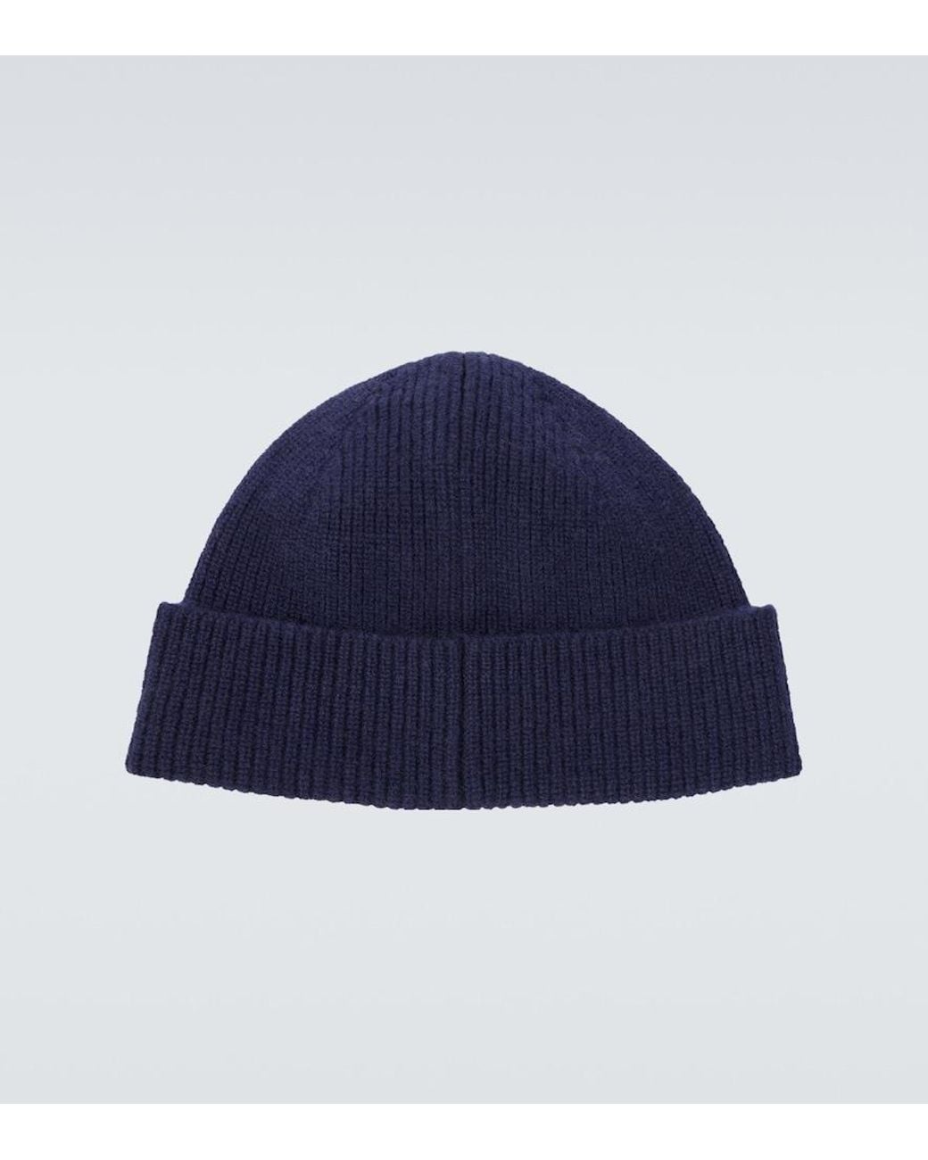 Zegna Blue Ribbed-Knit Cashmere Beanie for men