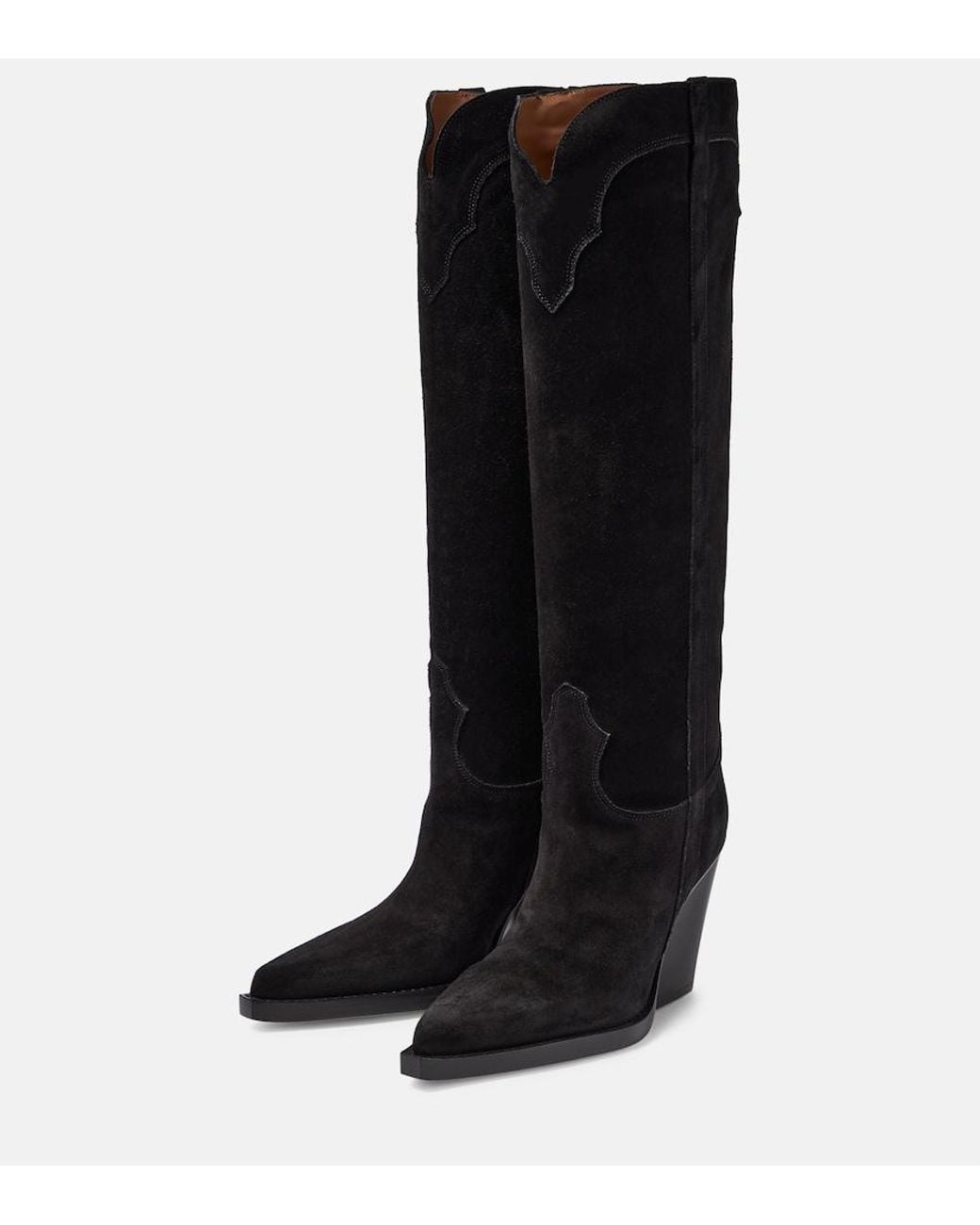 Paris Texas Black El Dorado Suede Cowboy Boots
