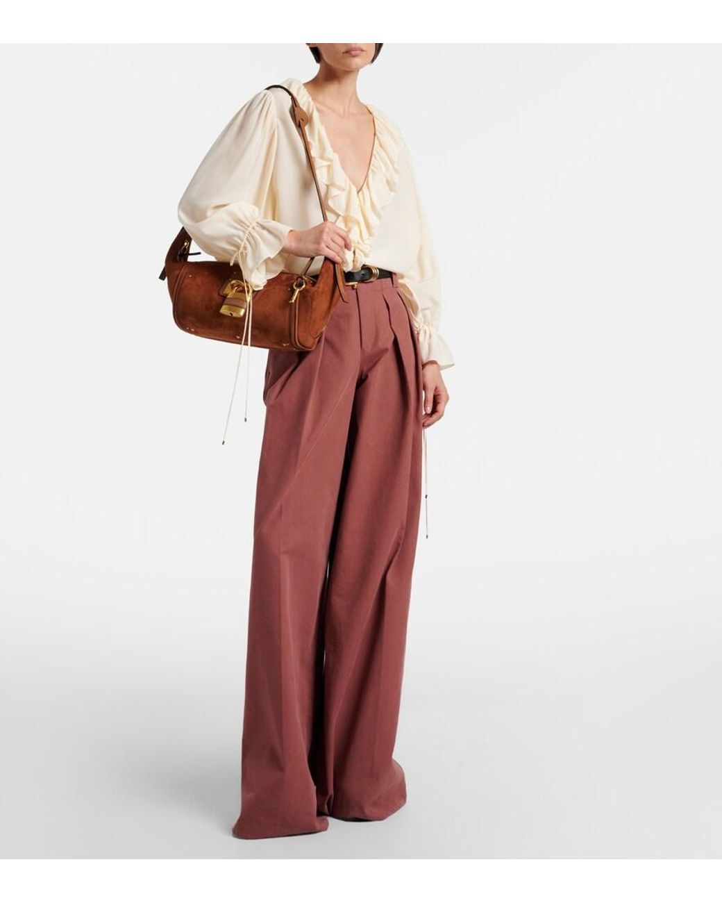 Chloé Brown Paddington Small Suede Shoulder Bag