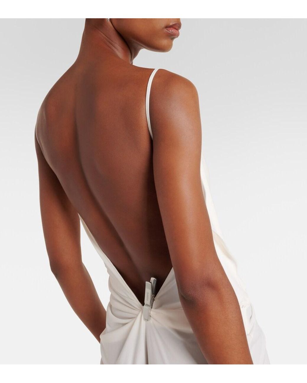 Coperni White Draped Embellished Jersey Maxi Dress