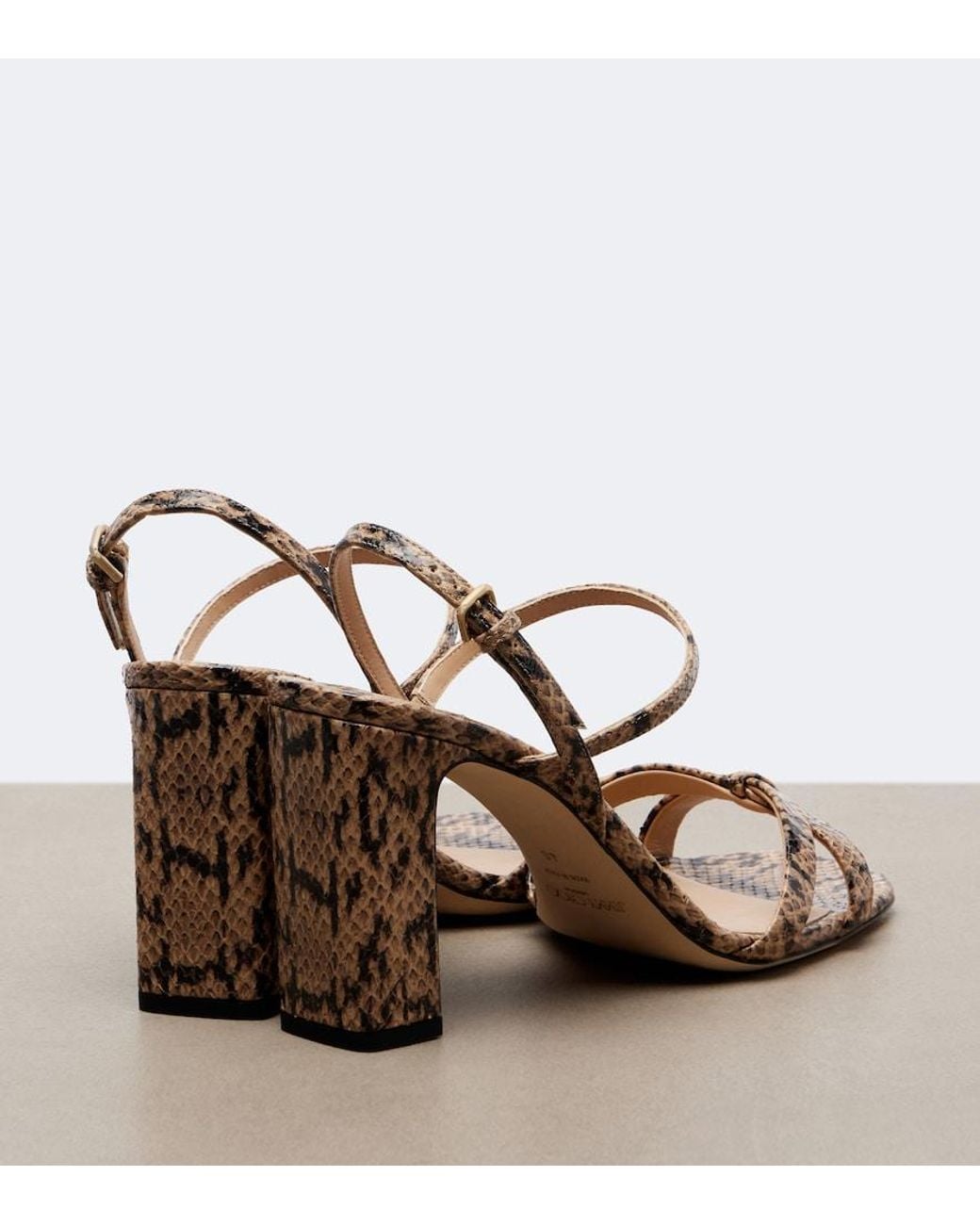 Jimmy Choo Metallic Elsy Snake-Effect Leather Slingback Sandals