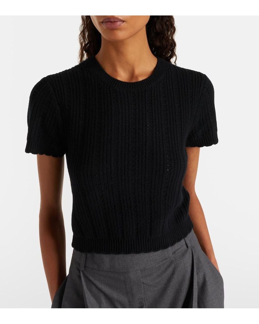 FRAME Black X Amelia The Getaway Cashmere Crop Top