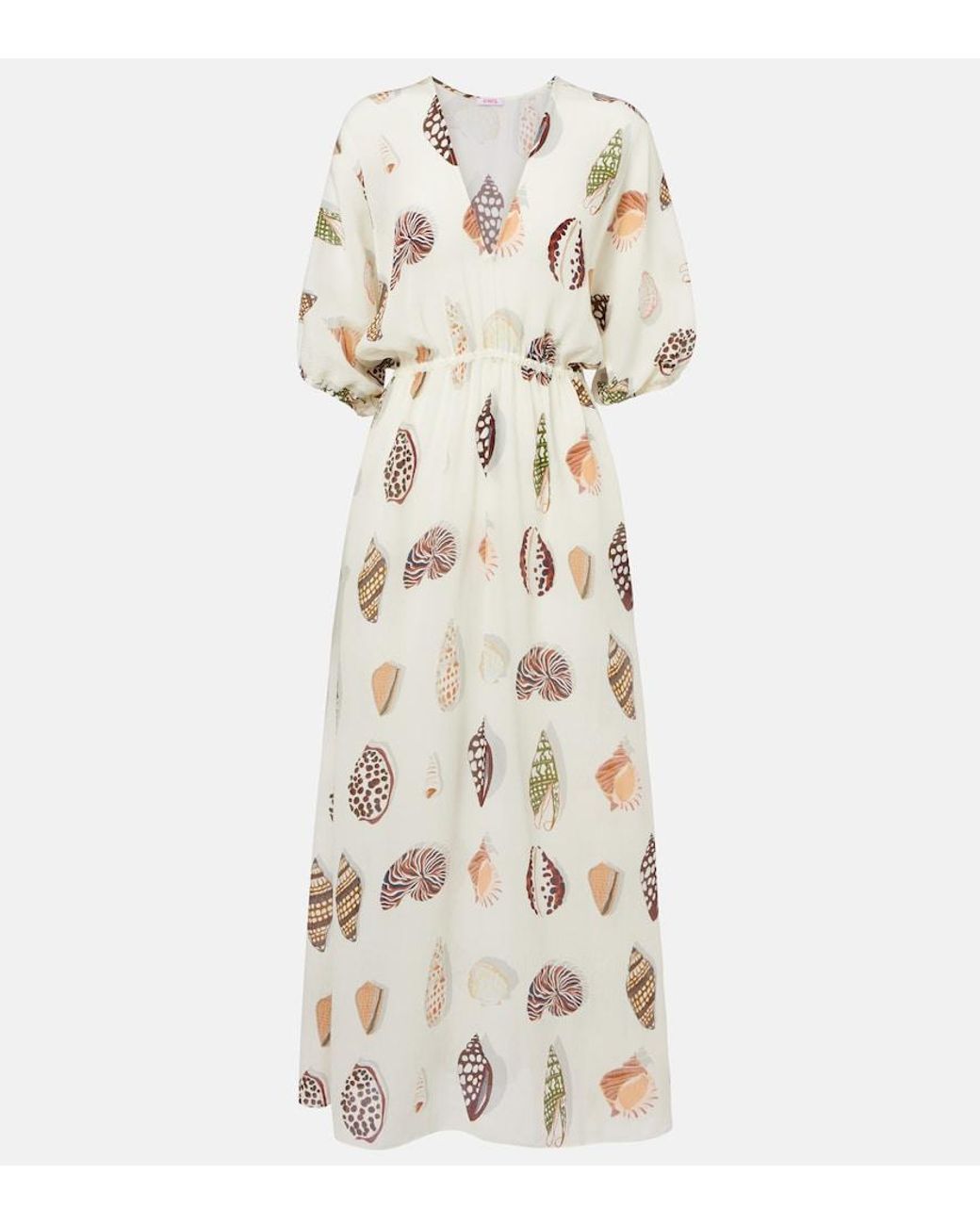 Eres Natural Coffea Printed Silk Midi Dress