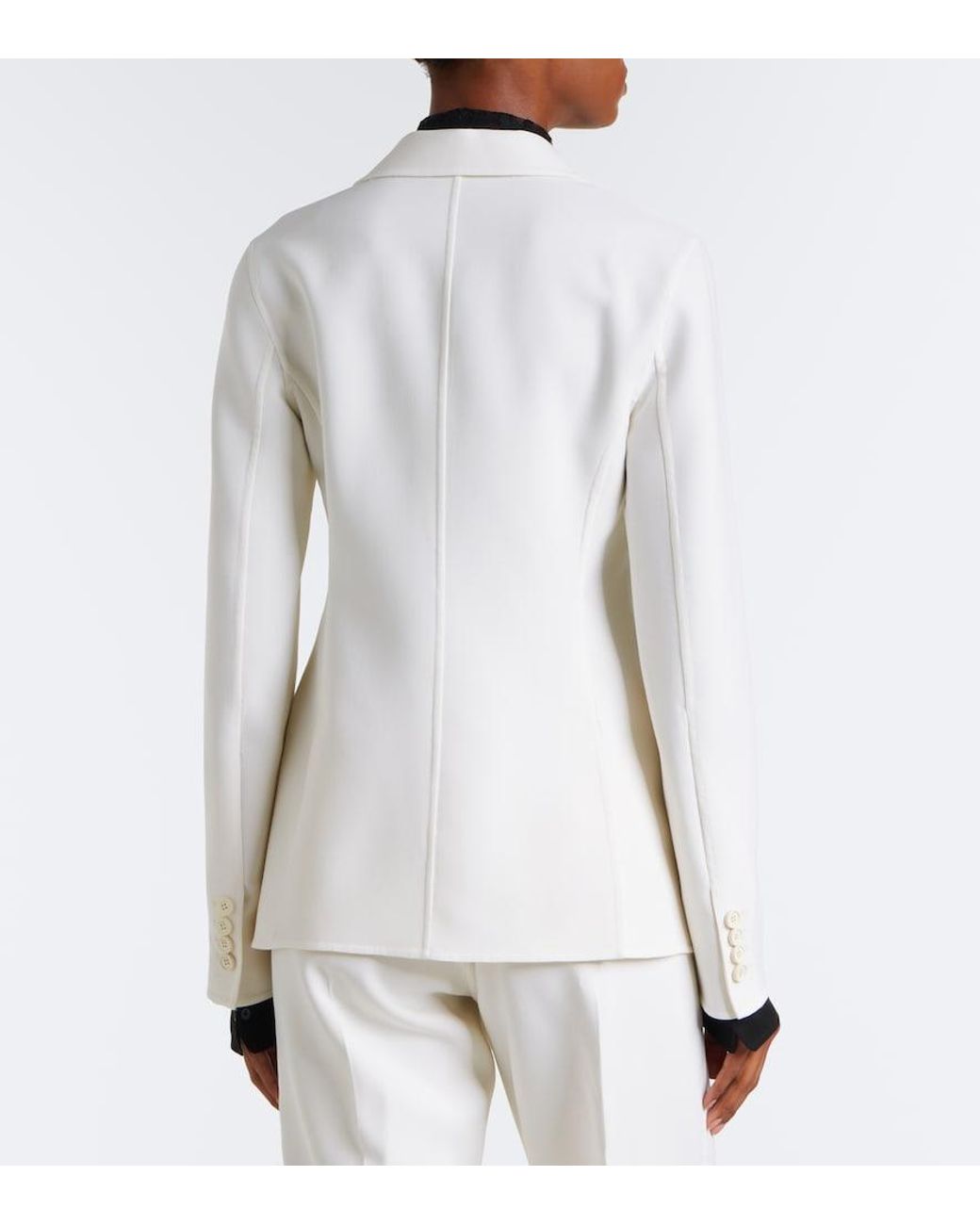 Fendi White Double-Breasted Virgin Wool Blazer