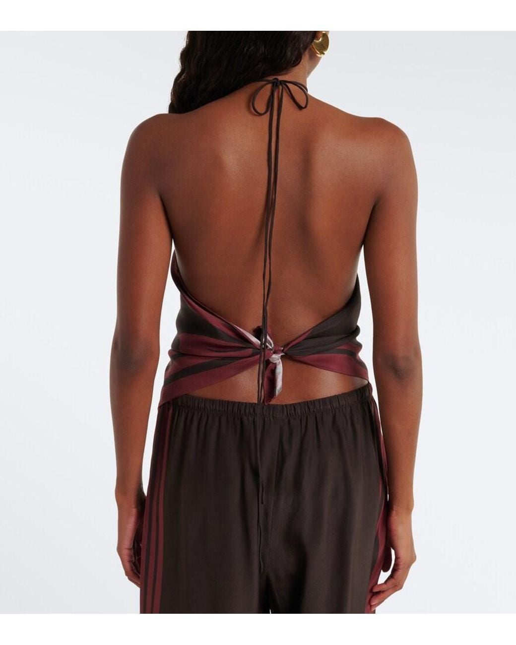 Sir Red Printed Silk Satin Scarf Top