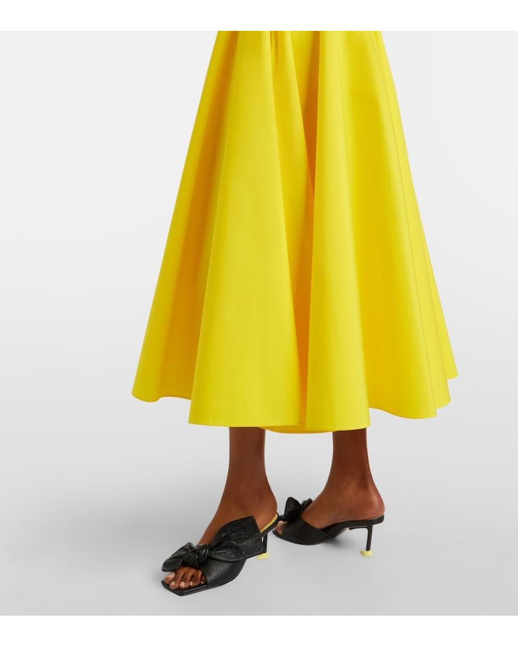 Givenchy Yellow Pleated Cotton Midi Skirt
