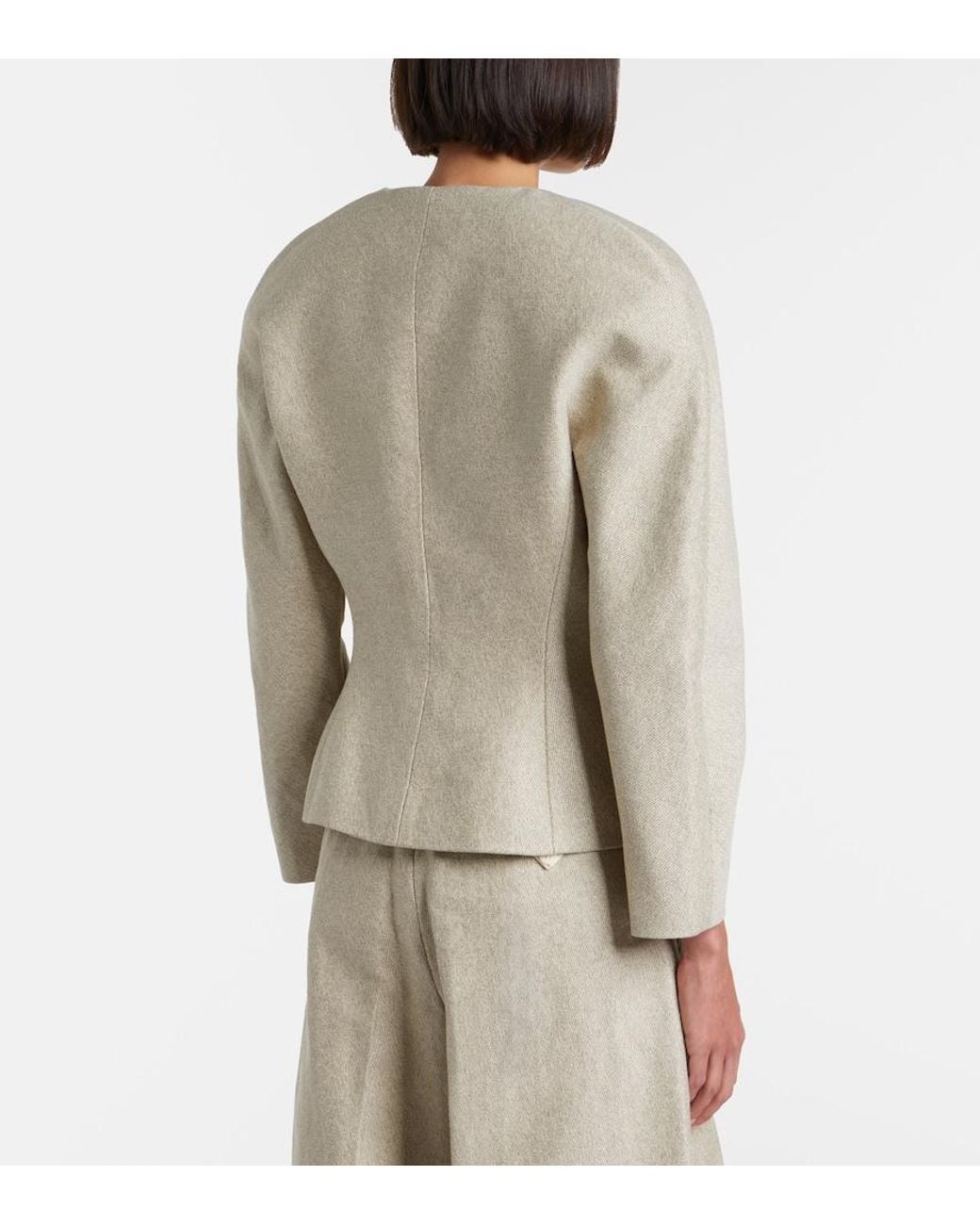 Jacquemus Natural Ovalo Cotton And Linen Jacket