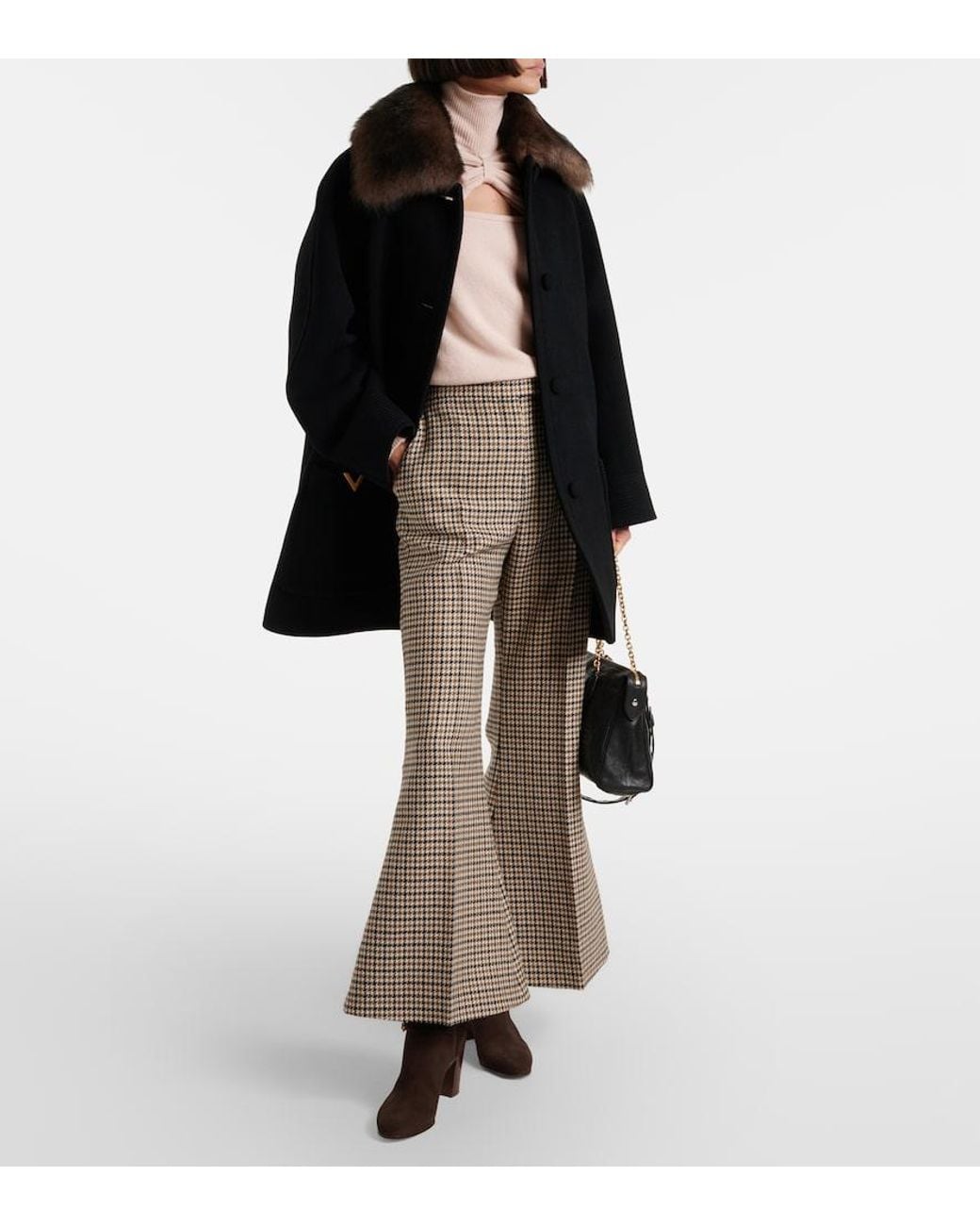 Valentino Garavani Pink Cutout Gathered Virgin Wool Turtleneck Sweater