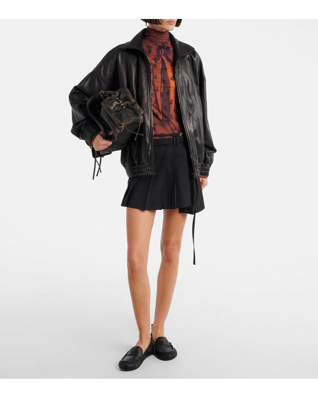 Acne Black Leather Penny Loafers