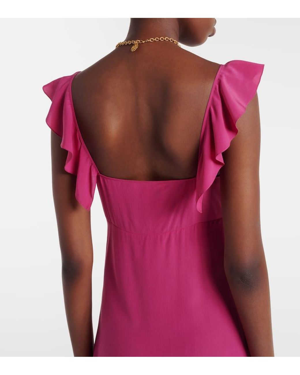 Chloé Purple Ruffled Silk Midi Dress