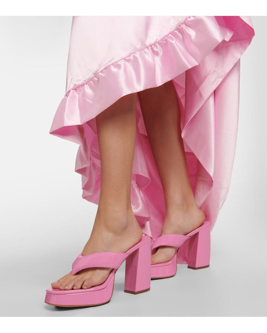 Gia Borghini Pink Patent Leather Platform Sandals