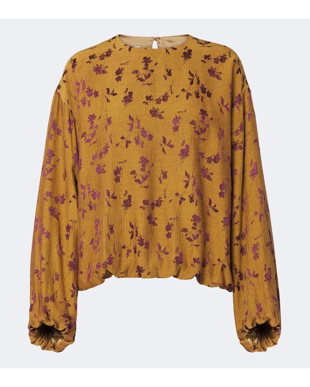 Dries Van Noten Brown Floral Blouse