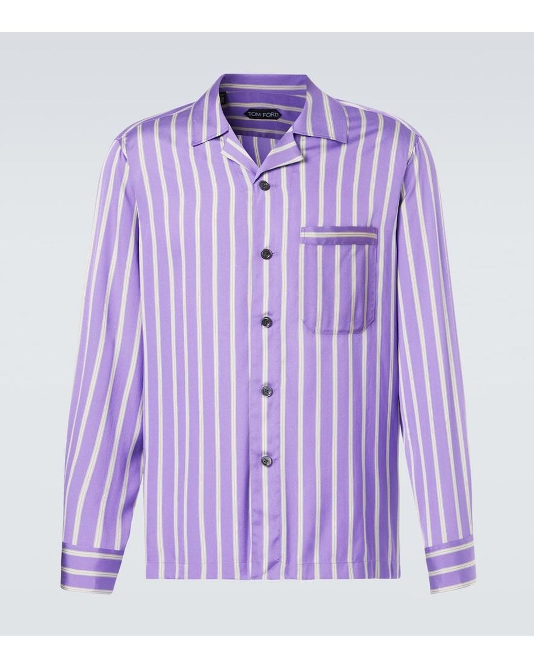 Tom Ford Purple Striped Silk Jacquard Shirt for men