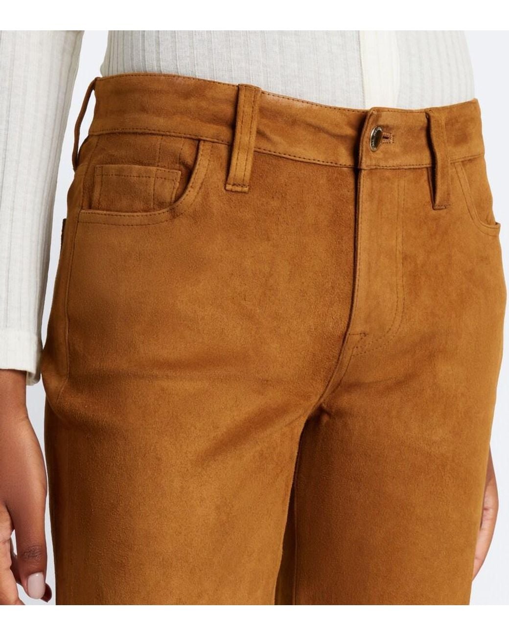 7 For All Mankind Brown Dojo Suede Flared Pants