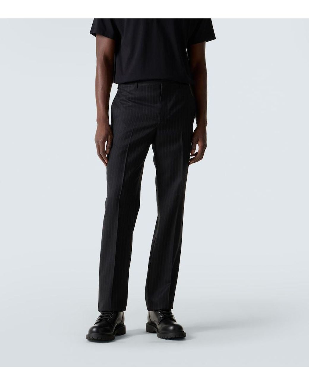Givenchy Black Pinstripe Wool Straight Pants for men
