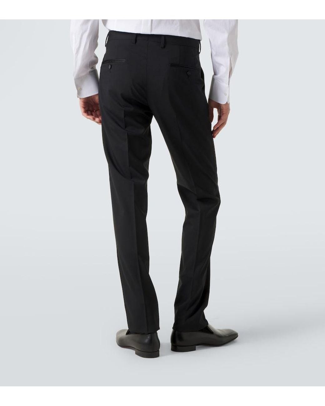 Dolce & Gabbana Black Wool And Silk-Blend Tuxedo Pants for men