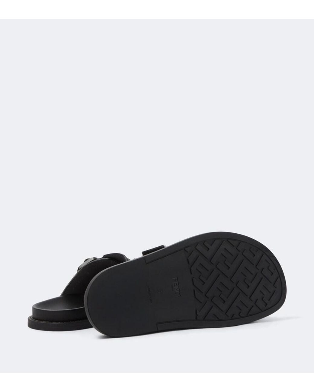 Fendi Black Feel Ff Zucca Jacquard Slides for men