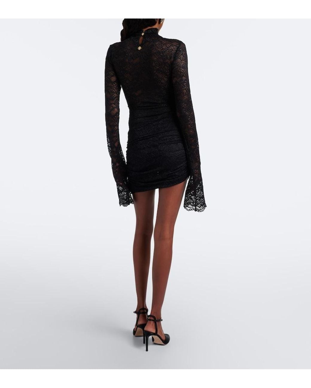 Bananhot Black Francisca Ruched Lace Minidress