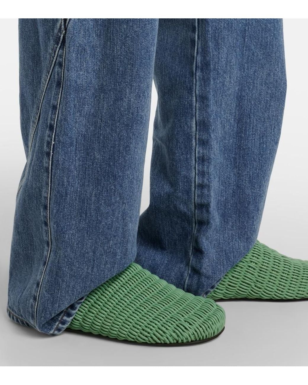 J.W. Anderson Green Babouche Woven Leather Loafers