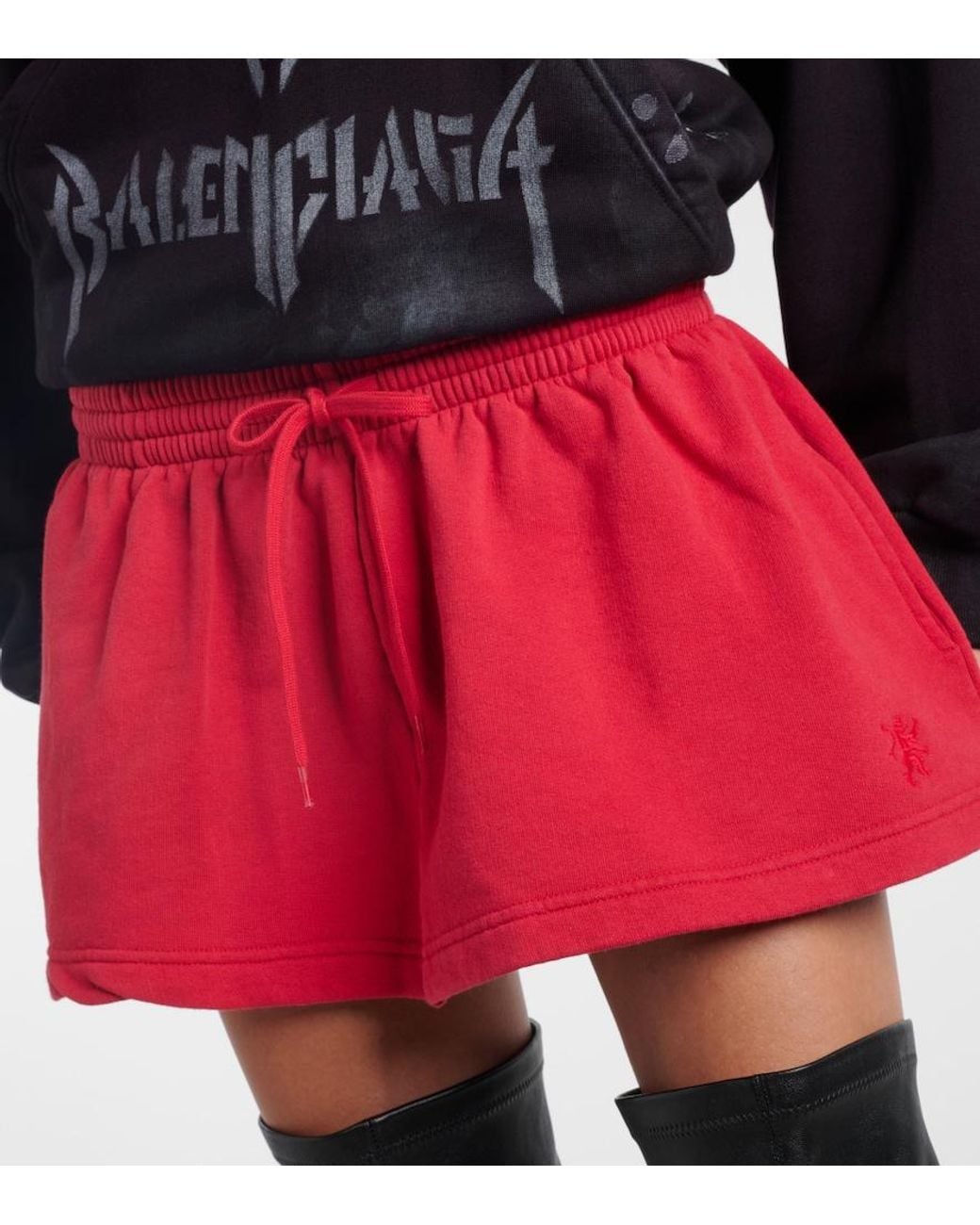 Balenciaga Red Cotton Miniskirt