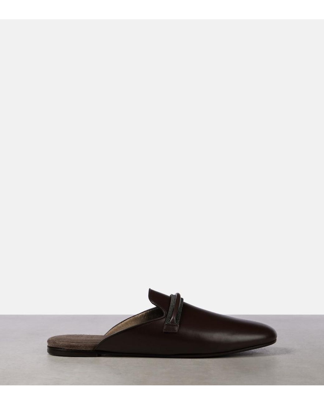 Brunello Cucinelli Brown Leather Mules