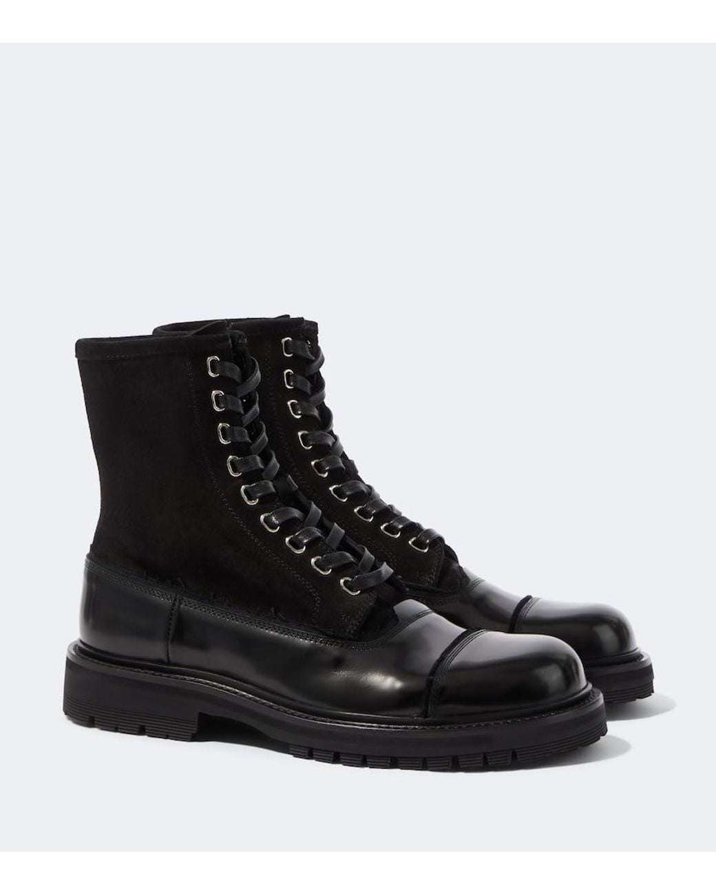 Dolce & Gabbana Black Suede And Leather Lace-Up Boots for men