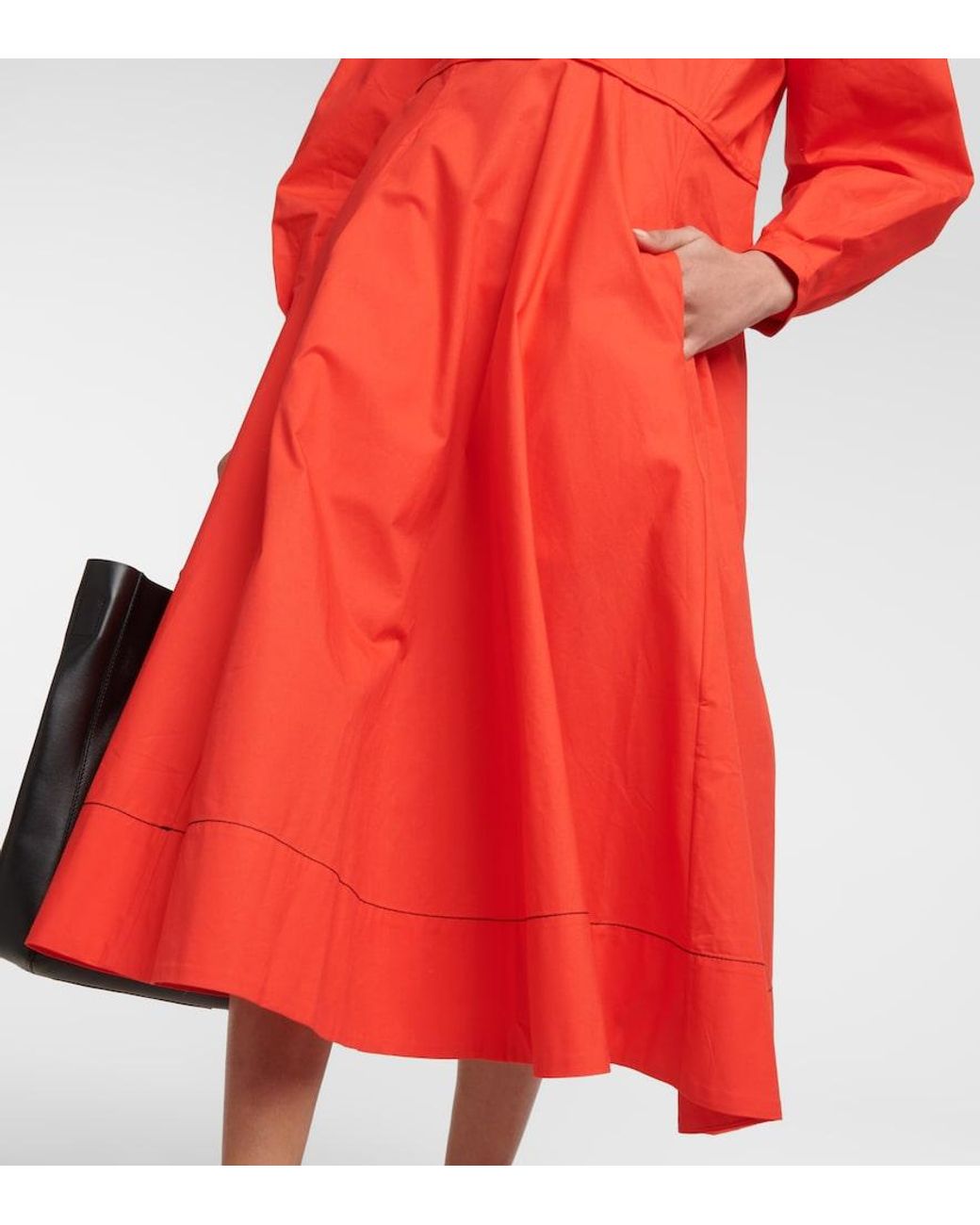 Proenza Schouler Red White Label Cotton Poplin Midi Dress