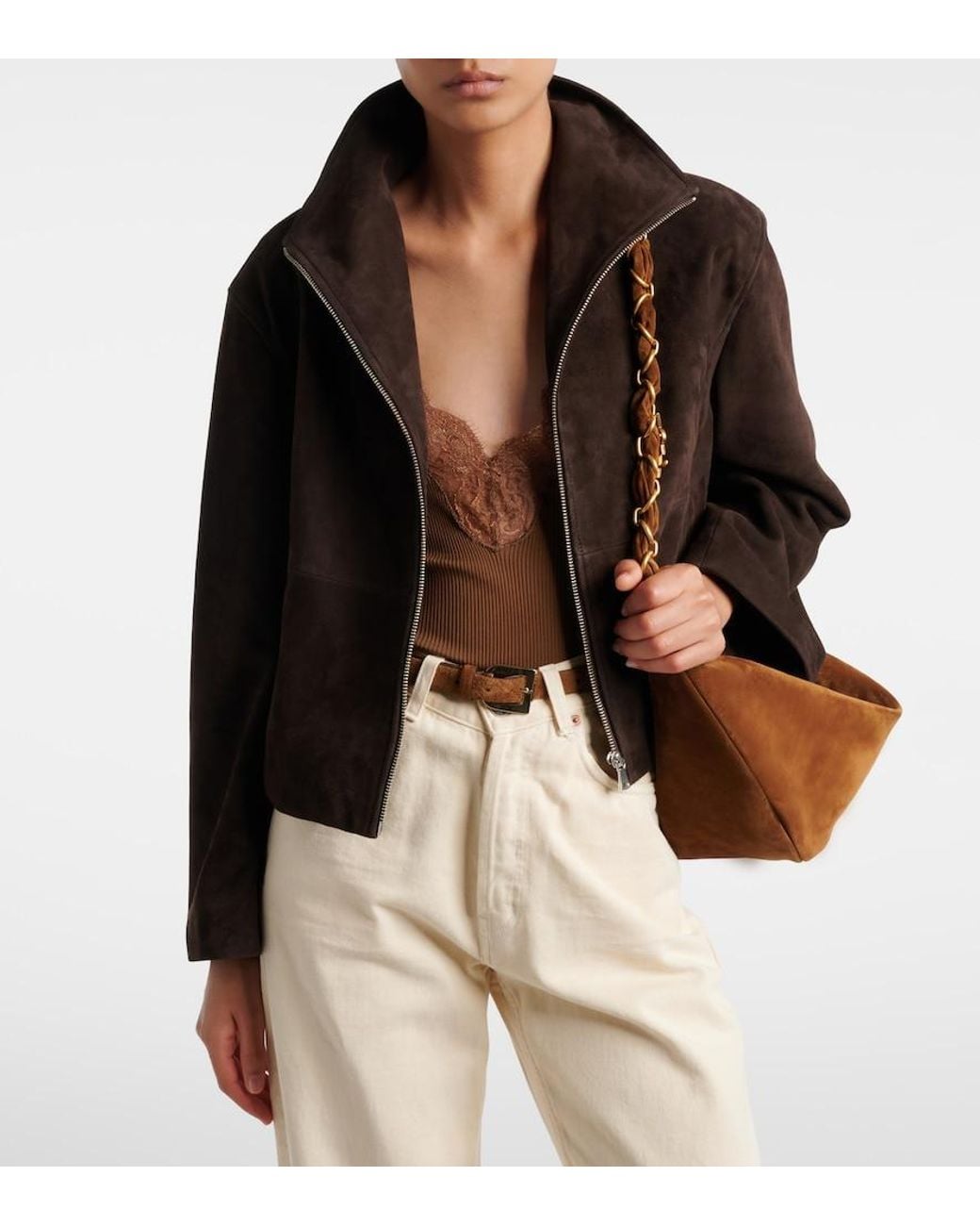 Nour Hammour Brown Etienne Suede Jacket