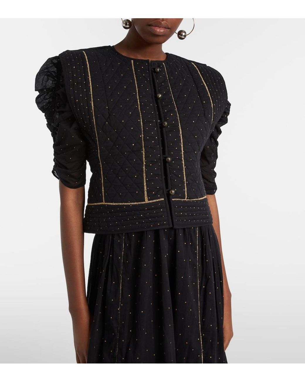 Isabel Marant Black Volana Embellished Cropped Cotton Vest