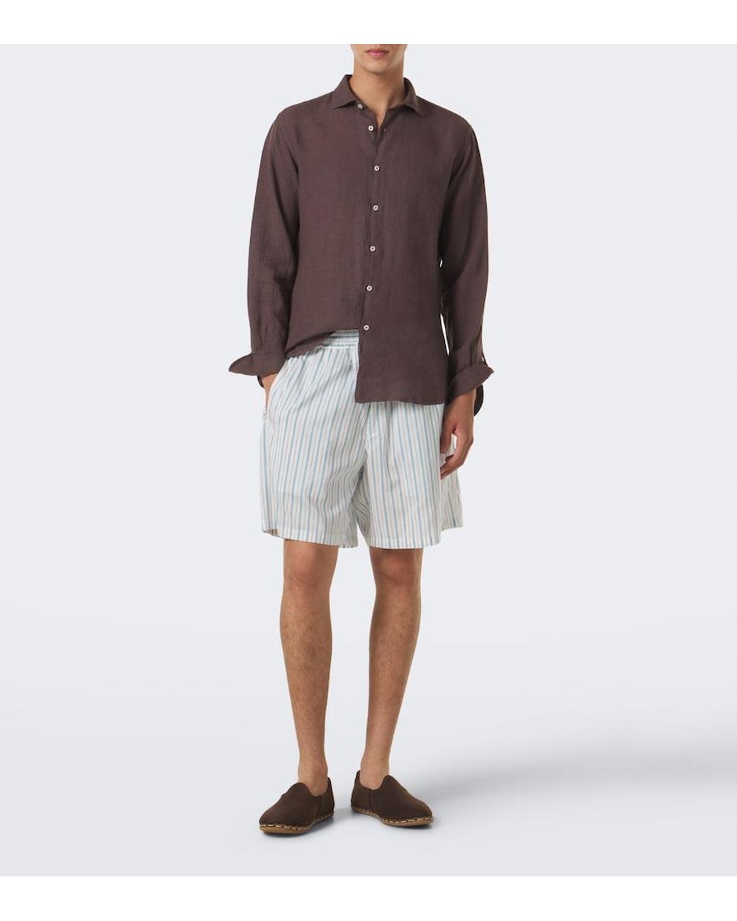 Camisa De Lino Fedeli de hombre de color Brown