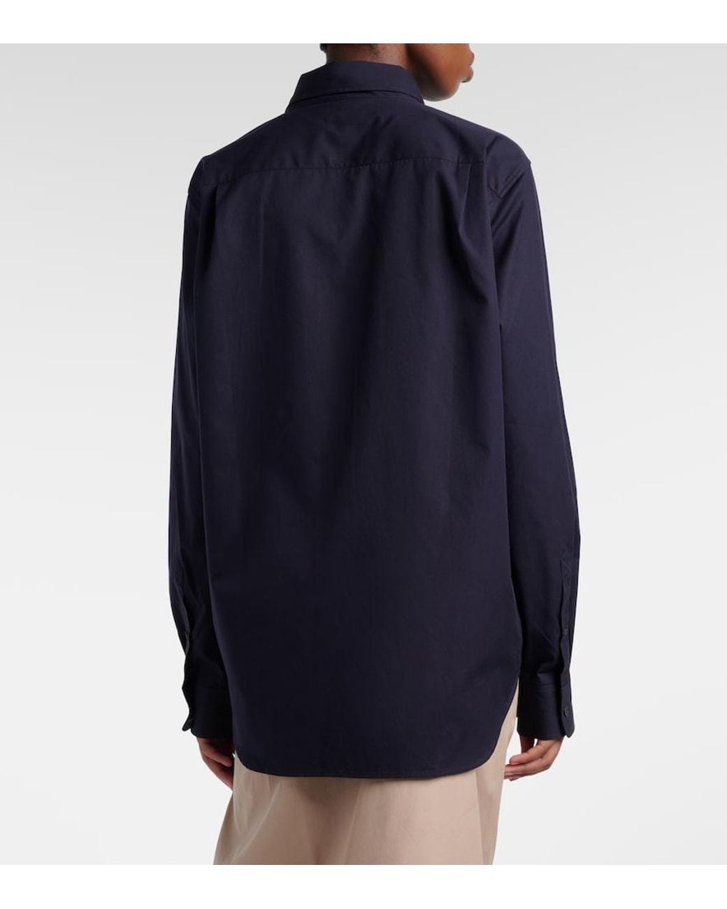 Dries Van Noten Blue Oversized Cotton Poplin Shirt