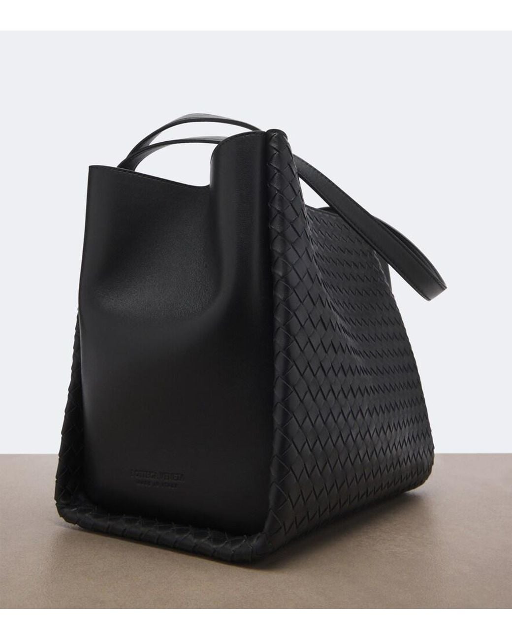 Bottega Veneta Black Corso Intrecciato Leather Tote Bag
