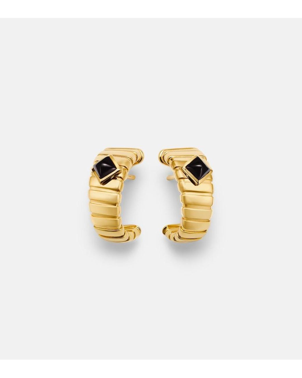 BVLGARI Metallic Tubogas 18Kt Earrings With Onyx