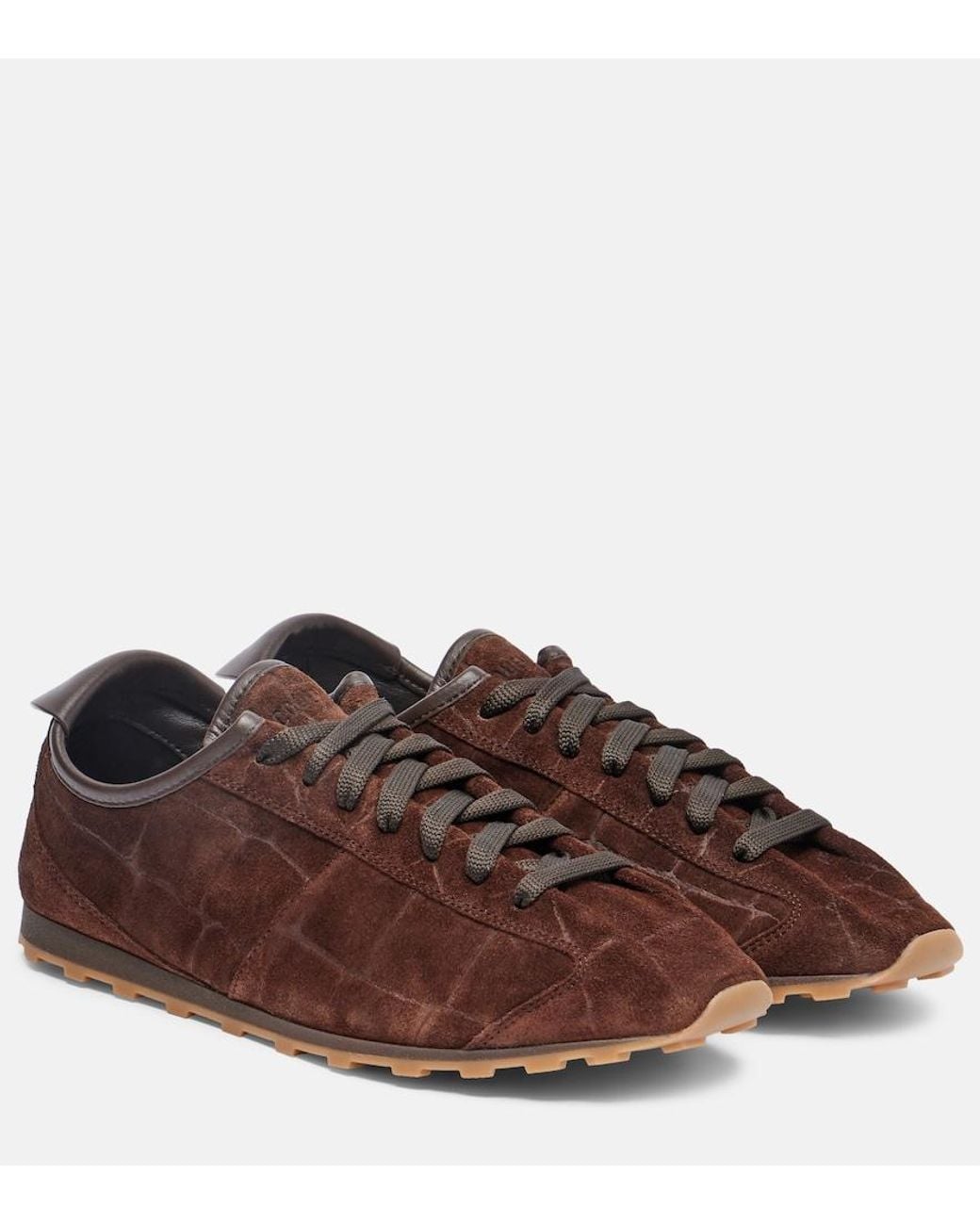 Jacquemus Brown Tennis Croc-Effect Suede Sneakers