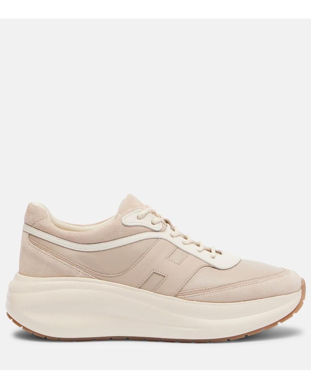 Hogan White H696 Leather Platform Sneakers