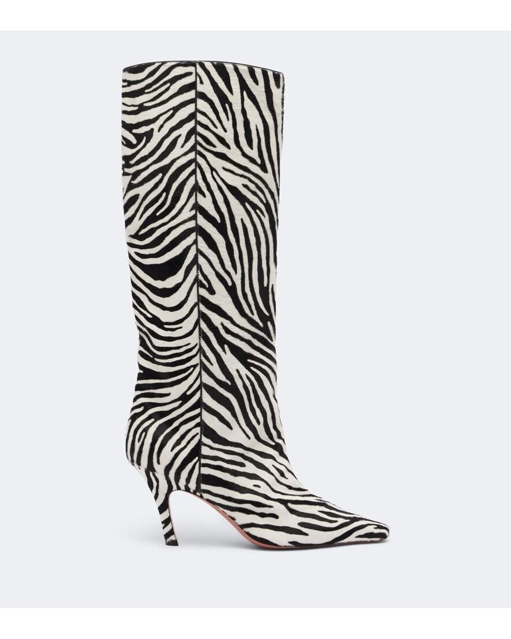 AMINA MUADDI White Mona Zebra-Print Calf Hair Knee-High Boots